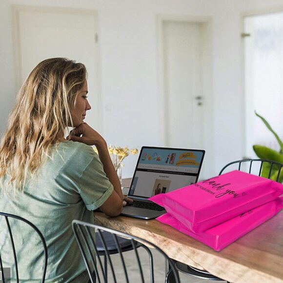 🔥 (25) 10x13" THANK YOU Poly Mailers Hot Pink Shipping Envelope Bags - Picture 7 of 8